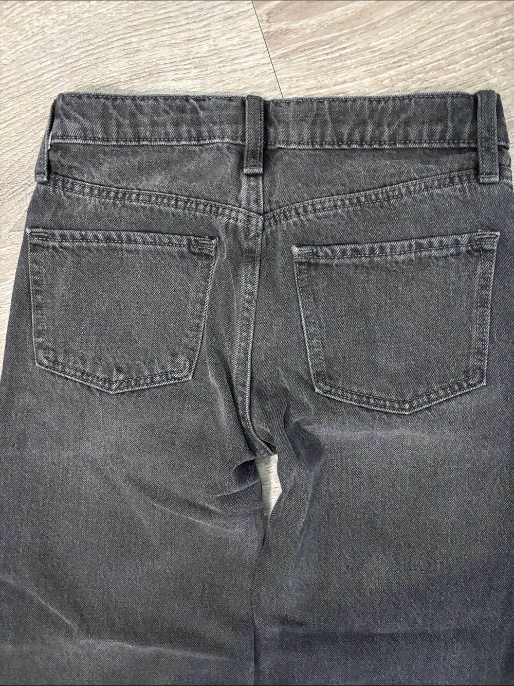 Old Navy Kids Girls Washed Black Baggy Wide leg Jeans Size 12 Cinch Waist